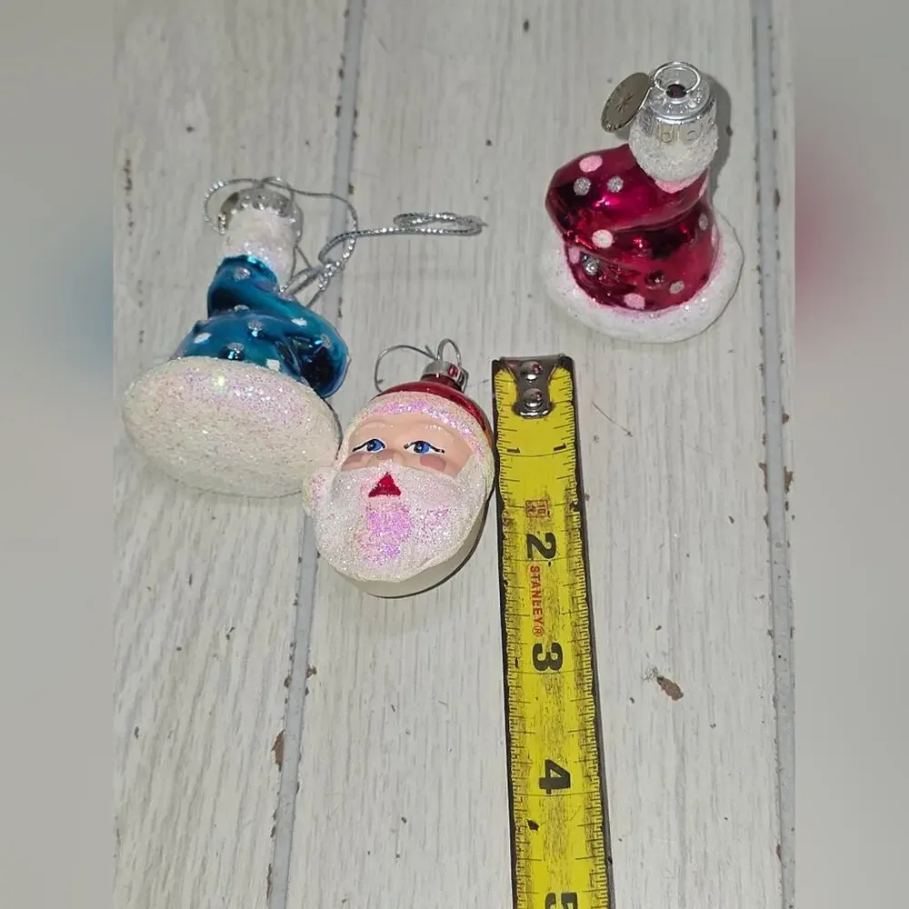 Christopher Radko Celebrations Santa Claus Ornament Glass Set Of 3 Christmas